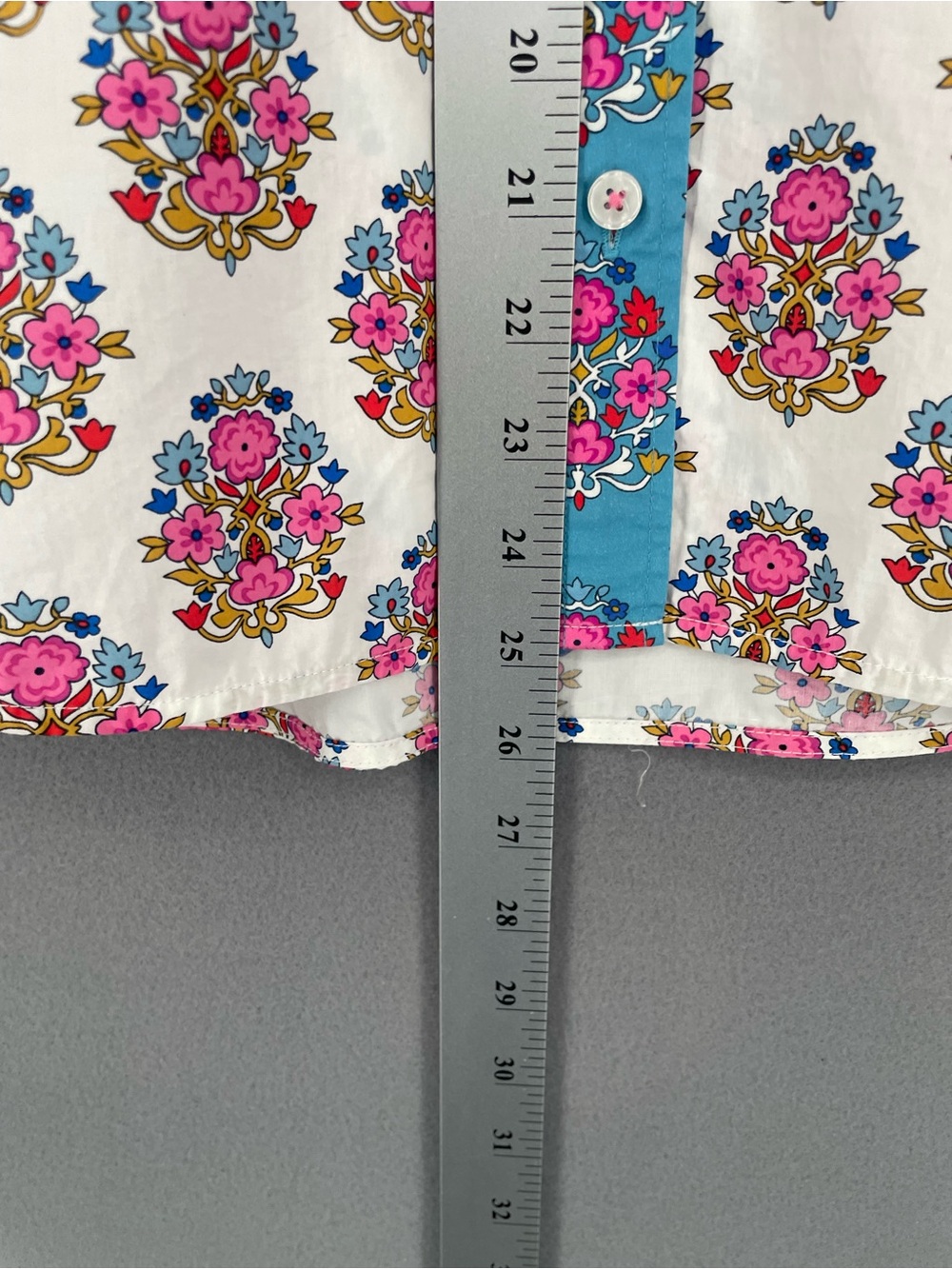 Boden Sienna Cotton Floral Button‑Down Shirt with Teal Trim Size 8P - Picture 8 of 8